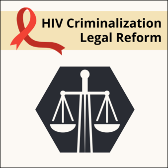 HIV Criminalization Legal Reform. Red ribbon and scales of justice
										
